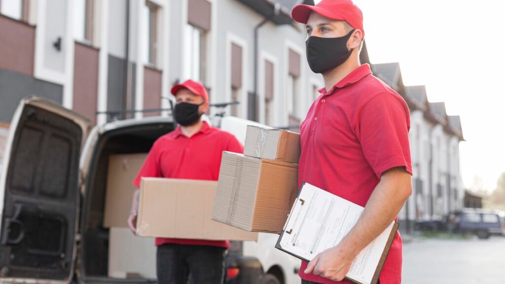 Professional packers carefully packing household items in Preet Vihar